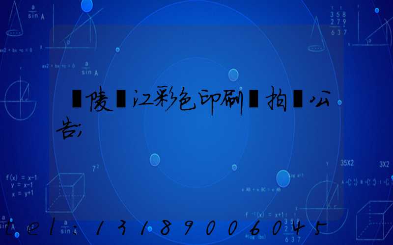 銅陵長江彩色印刷廠拍賣公告